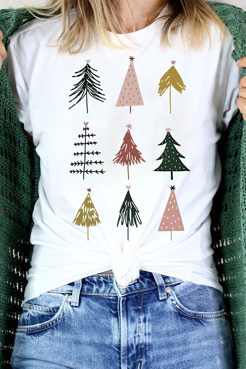White Christmas Tree Graphic Tee - Image 5