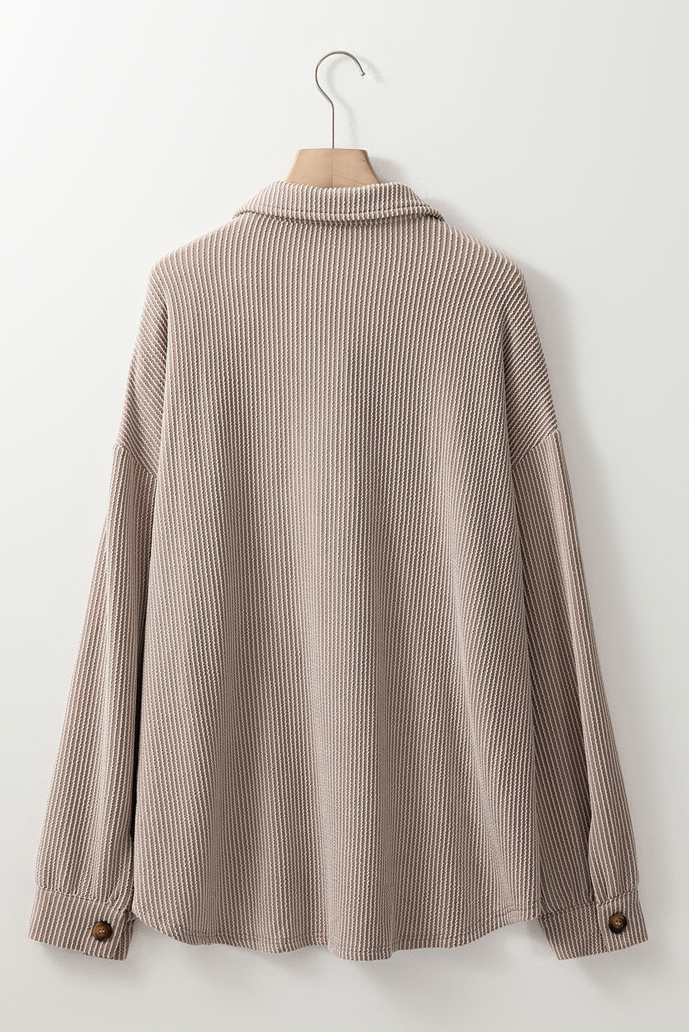 Smoke Gray Solid Corded Drop Shoulder Plus Size Shacket - Image 4