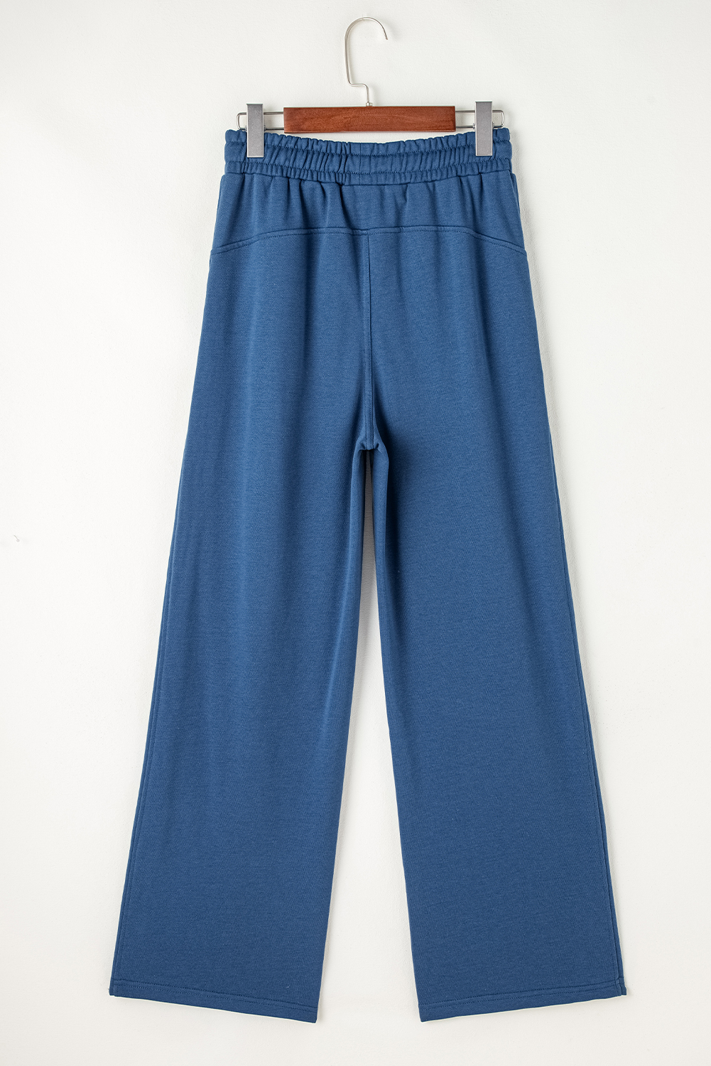 Sail Blue Drawstring High Waist Wide Leg Pocketed Sweatpants - Image 7