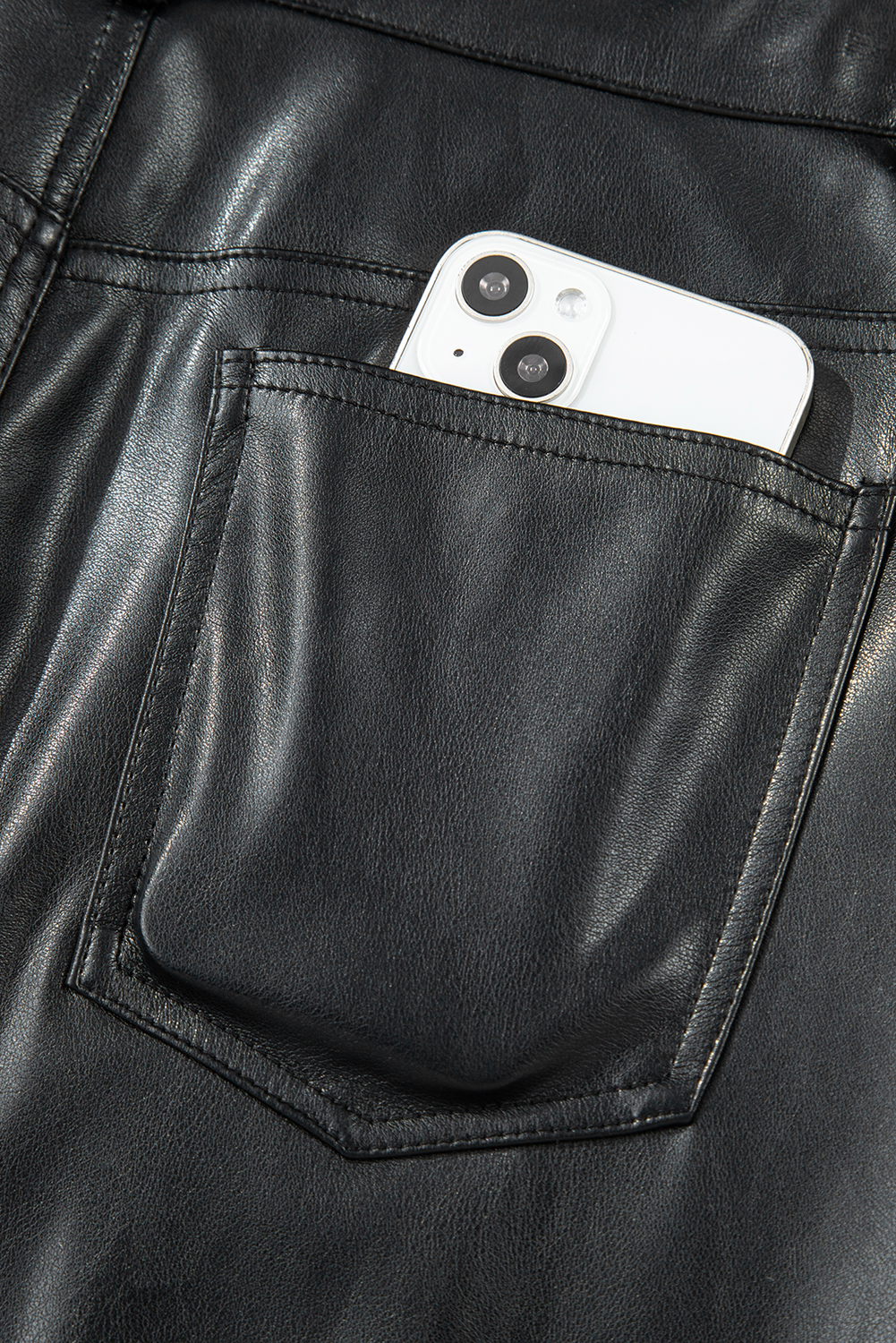 Black Faux Leather Side Slit Maxi Skirt - Image 6