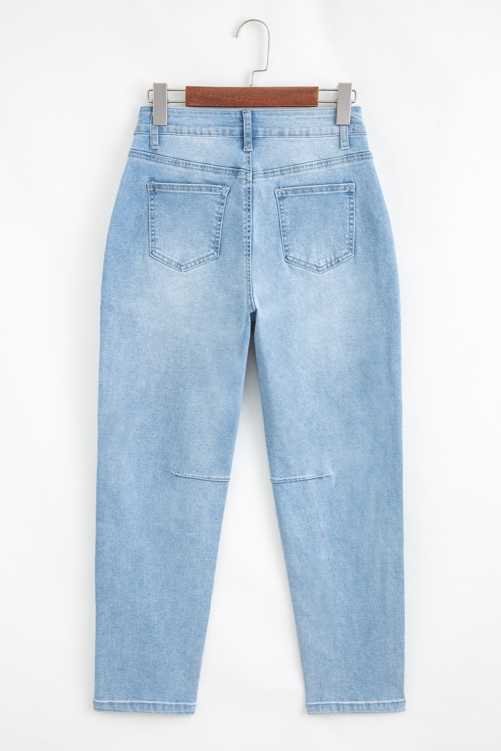 Beau Blue High Rise Barrel Relaxed Patch Pocket Jeans - Image 5