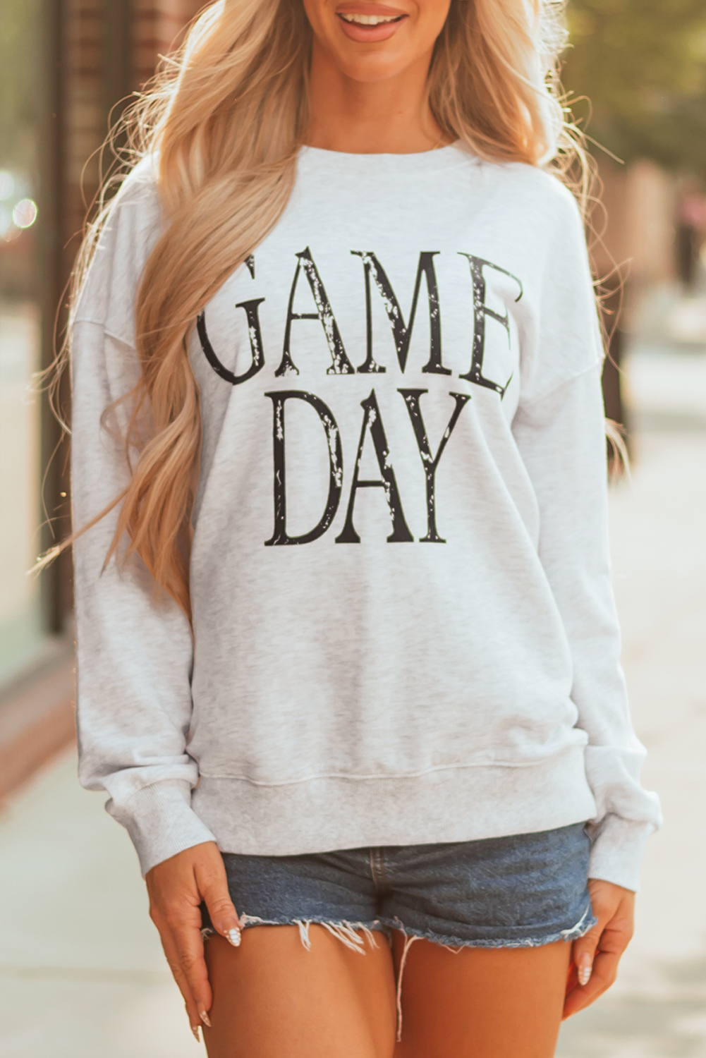 Black Vintage Washed GAME DAY Graphic Baggy Sweatshirt - Image 8