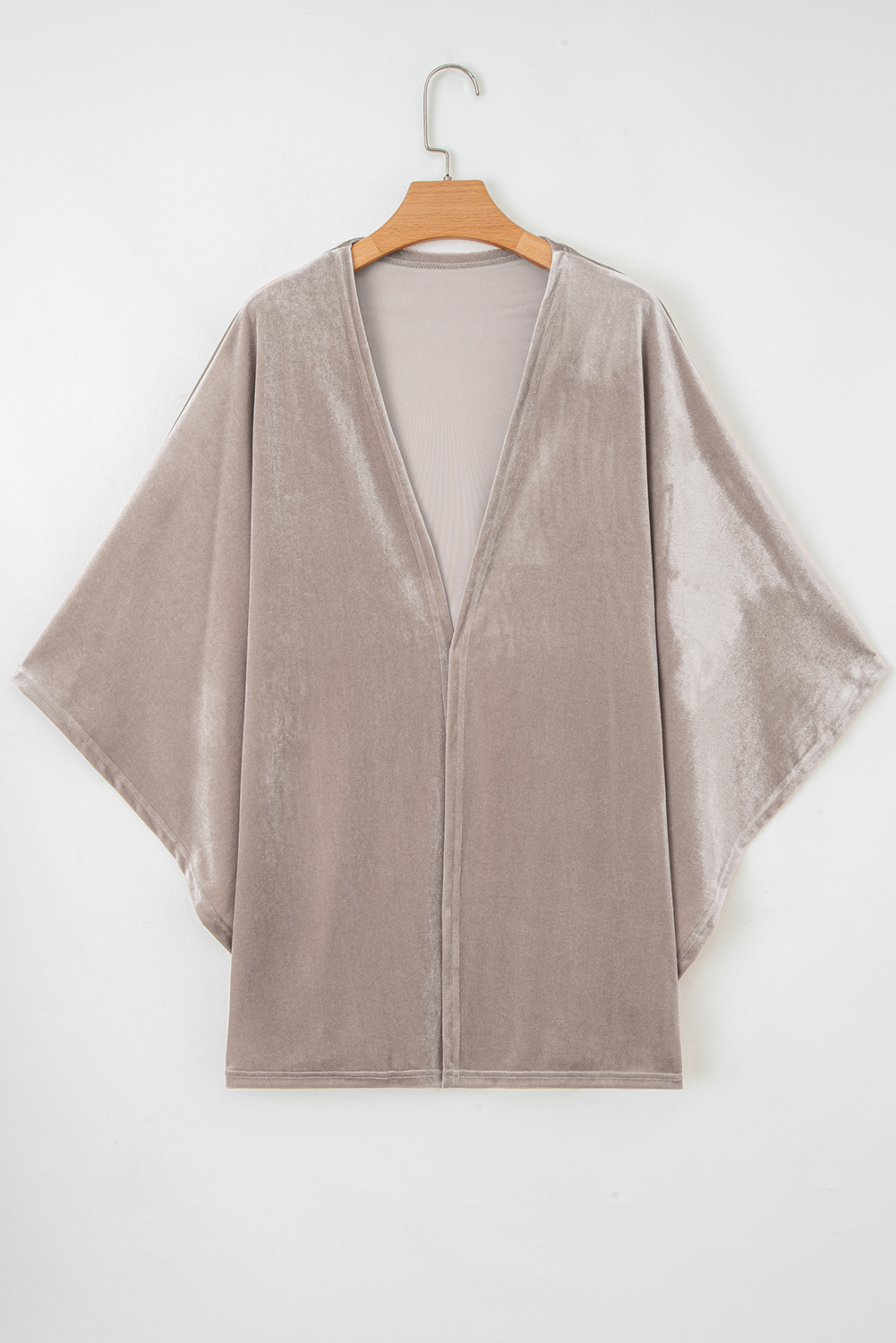Smoke Gray 3/4 Sleeve Open Front Velvet Kimono - Image 5
