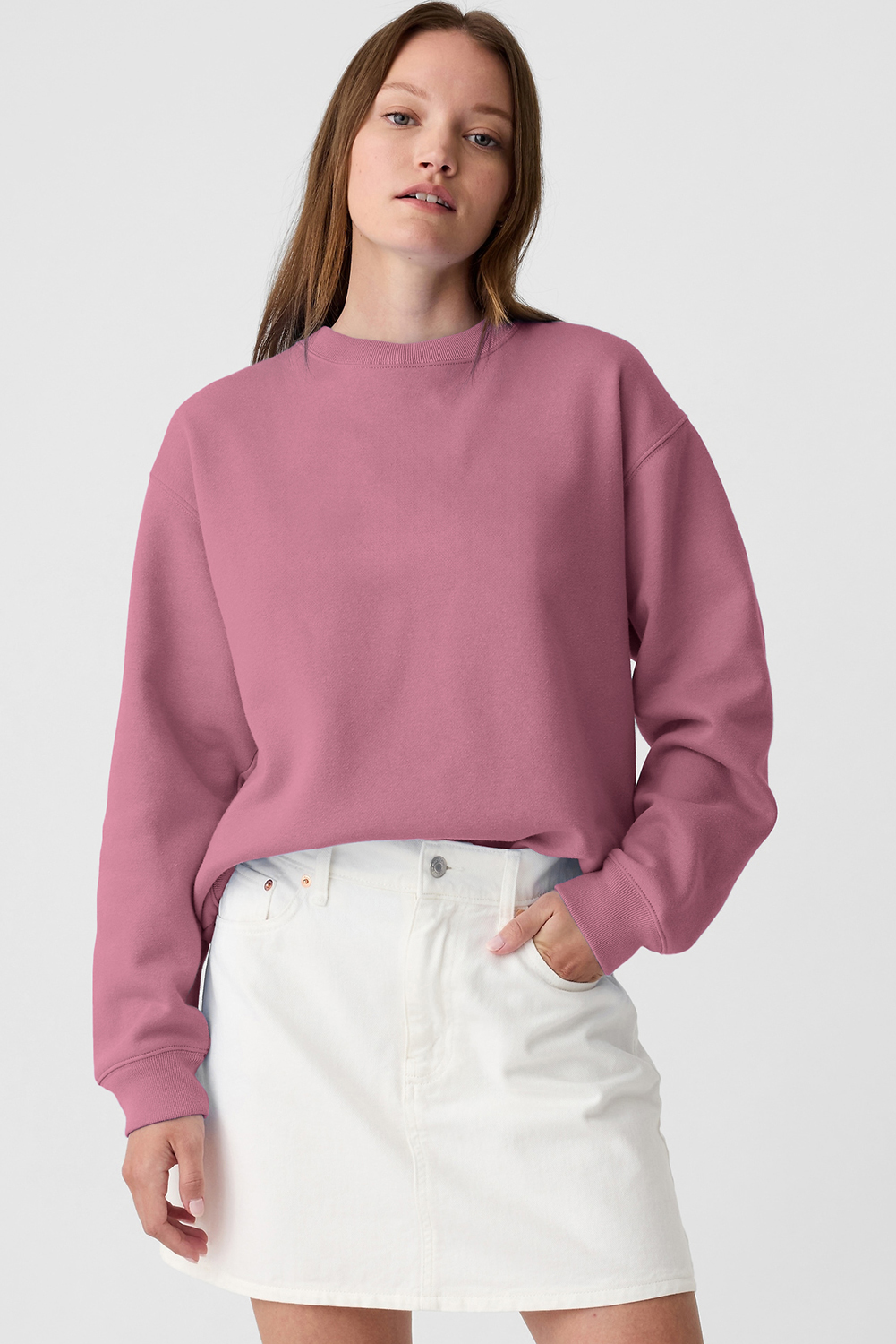 Valerian Plain Drop Shoulder Crewneck Pullover Sweatshirt - Image 7