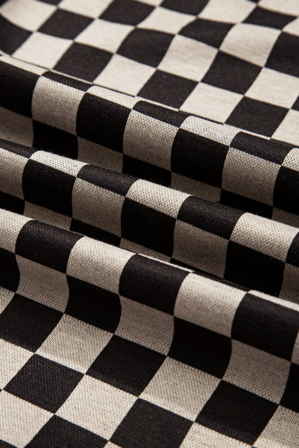 Khaki Mixed Checkered Pattern Patchwork High Low Casual Top - Image 8