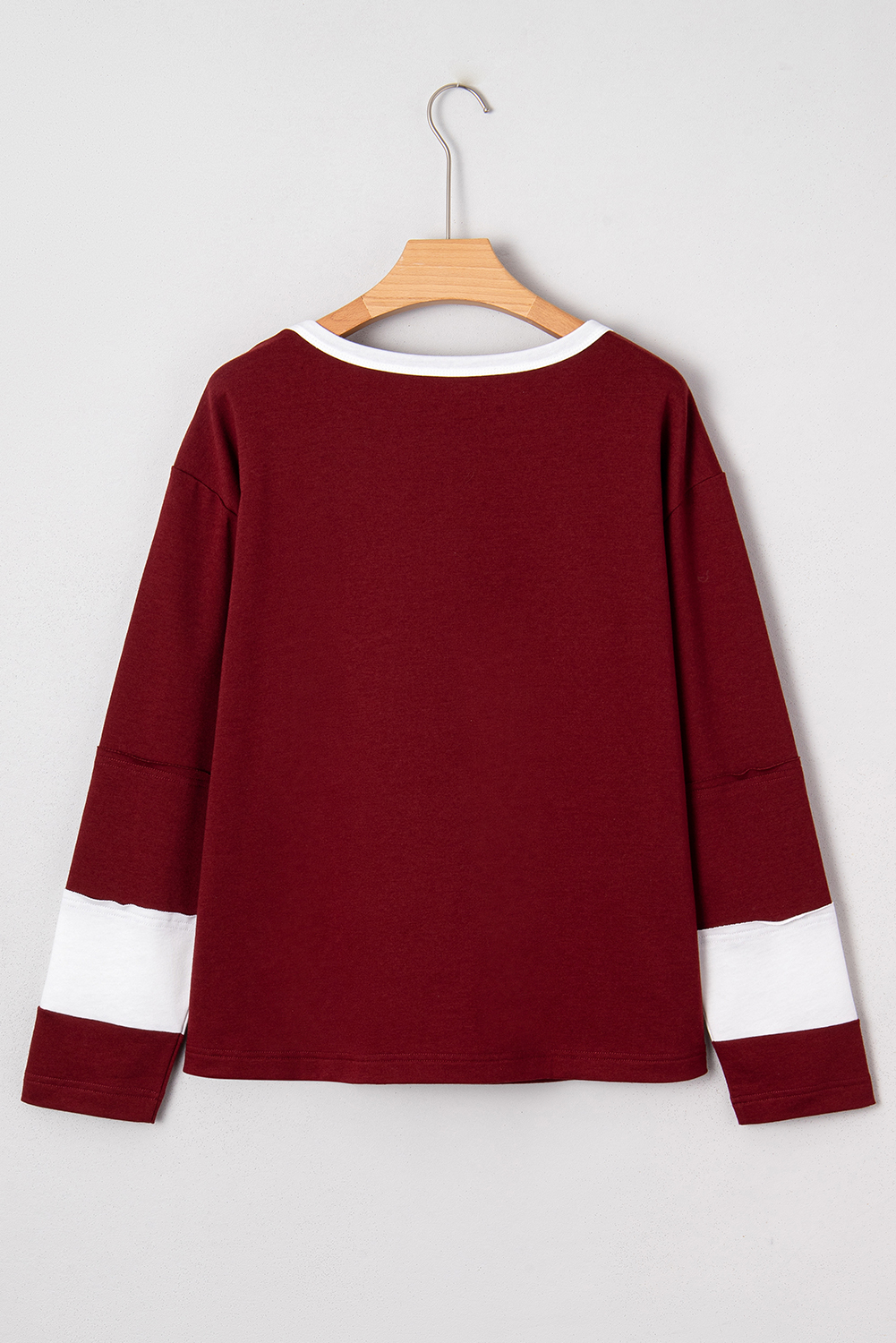 Red Dahlia Cheerful Daisy Flower Patched Round Neck Long Sleeve Top - Image 6