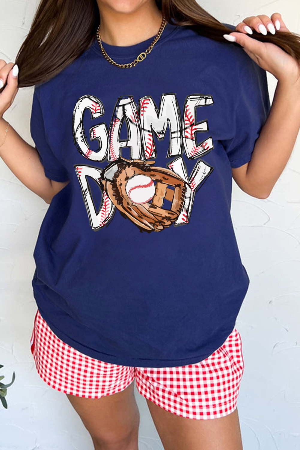 Blue GAME DAY TOUCH DOWN Graphic T Shirt - Image 2