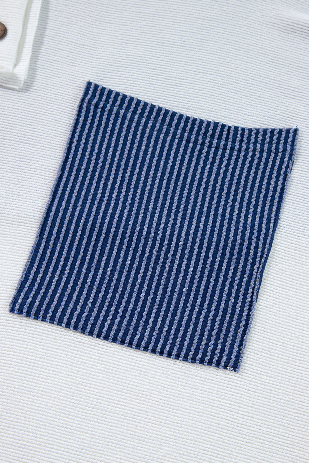 White Corded Colorblock Patch Pocket Drawstring Hooded Top - Image 7