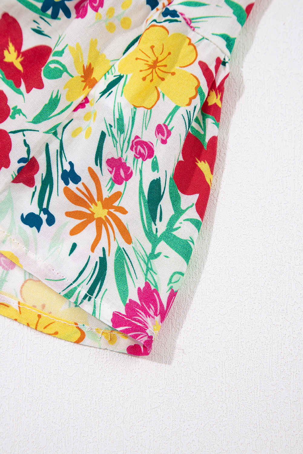 Red Floral Knotted Straps Cinched Waist Ruffle Hem Mini Dress - Image 8