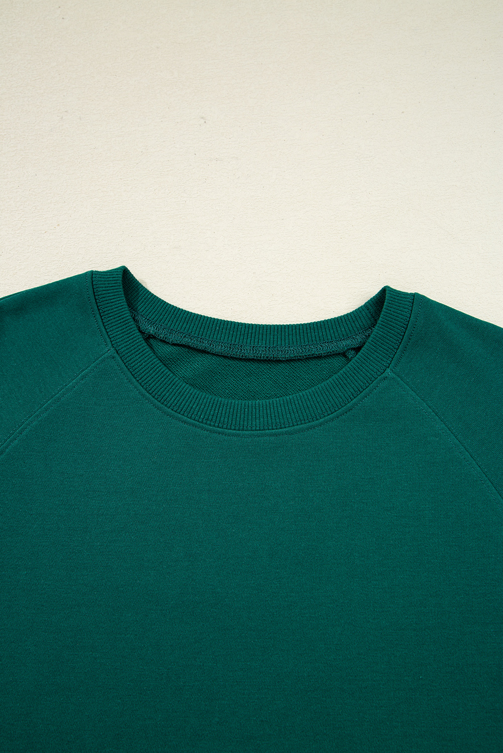 Sea Green Solid Color Pullover Top Varsity Stripe Detail Loose Drawstring Pants Set - Image 6