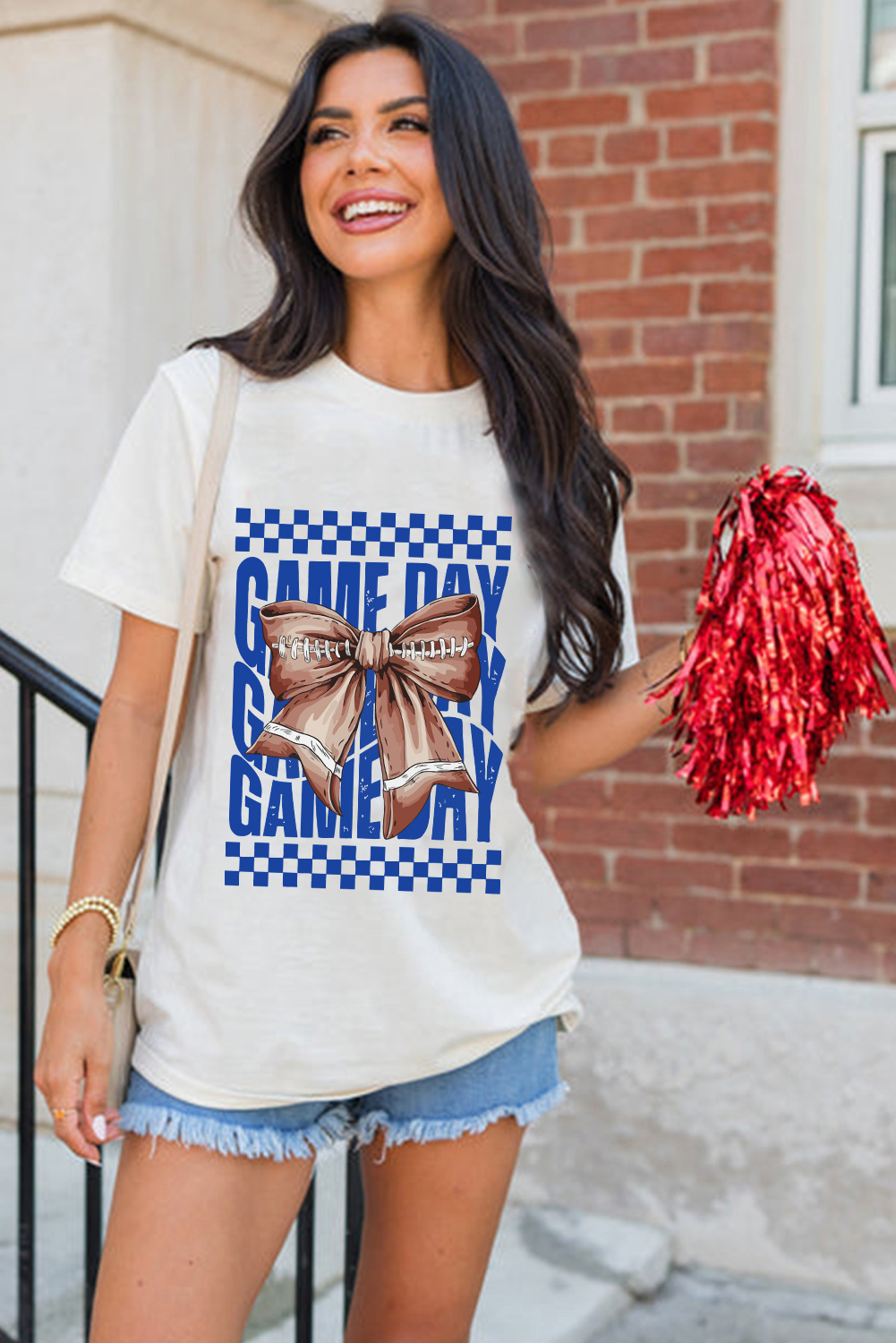 White Rugby Bowknot GAME DAY Graphic Tee - Image 4
