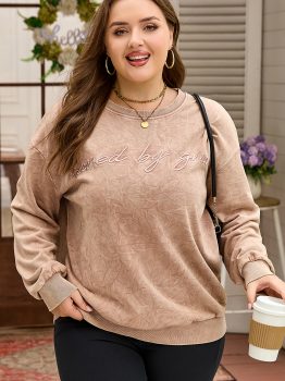 DUNE saved by grace Embroidered Mineral Wash Plus Size Sweatshirt