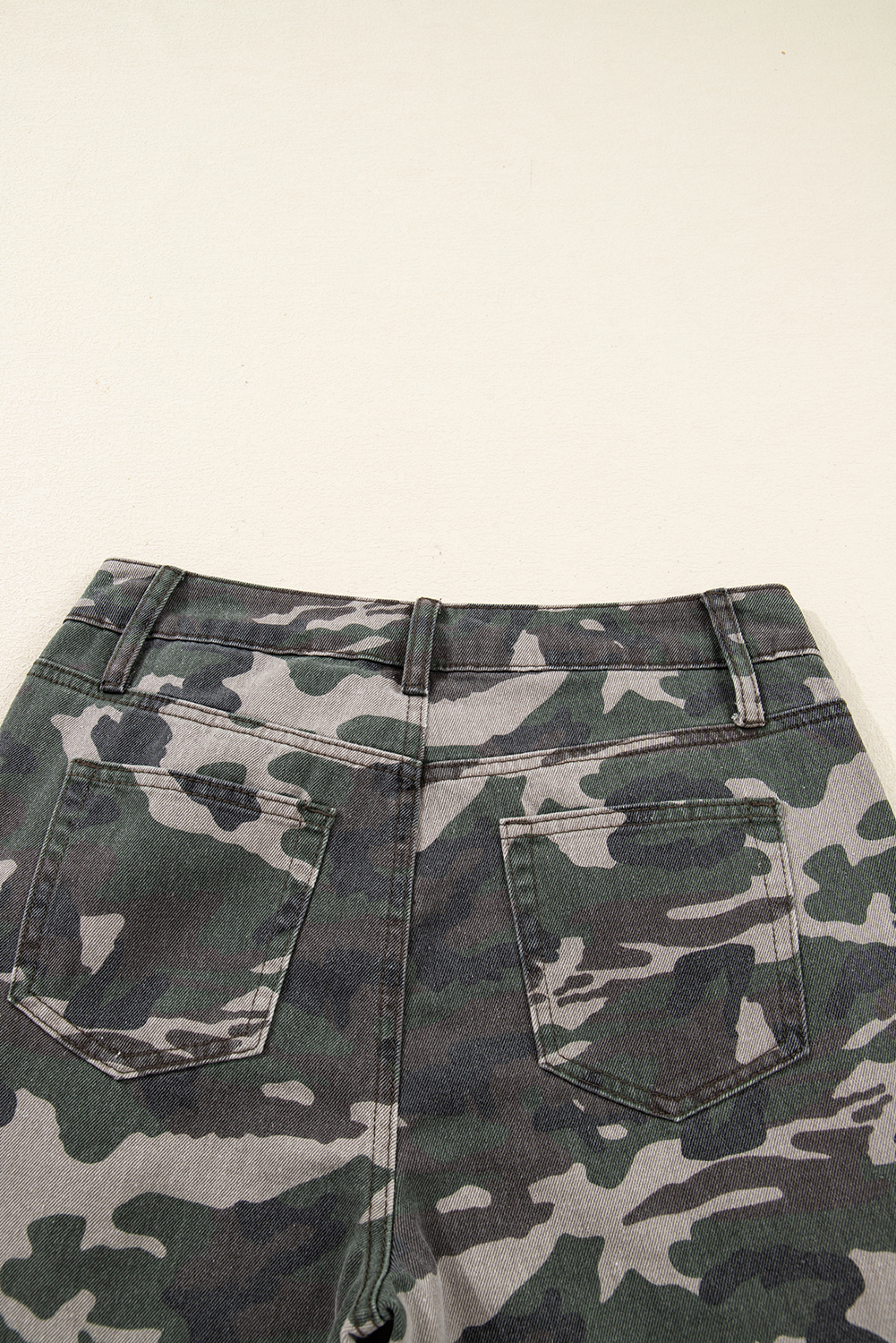 Green Camo Denim Cargo Wide Leg Pants - Image 7