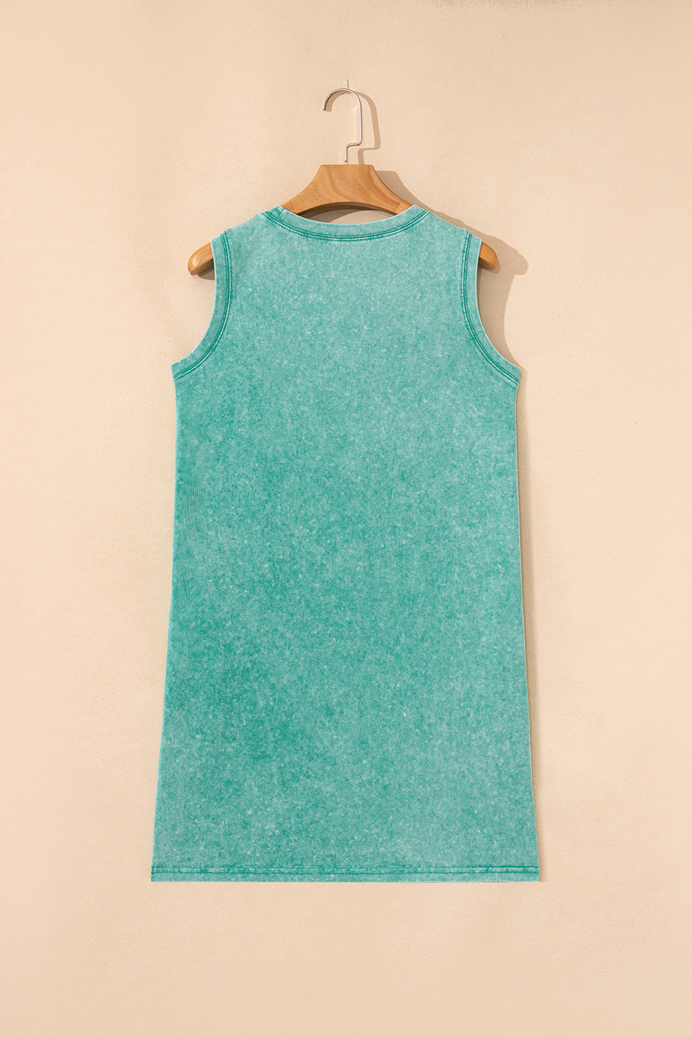 Sea Green Mineral Wash Tank Mini Dress with Pockets - Image 5