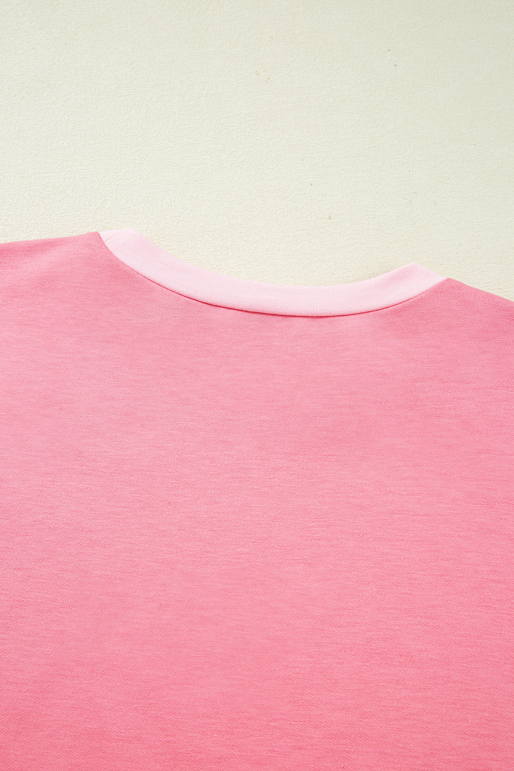 Peach Blossom Two Tones Patchwork Half Sleeve Plus Size T Shirt - Image 6