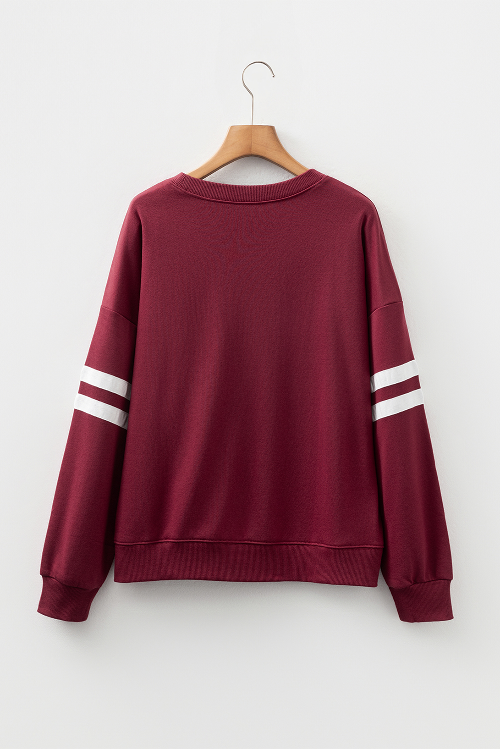 Red Dahlia Varsity Striped Detail Drop Shoulder Oversized Sweatshirt - Image 3