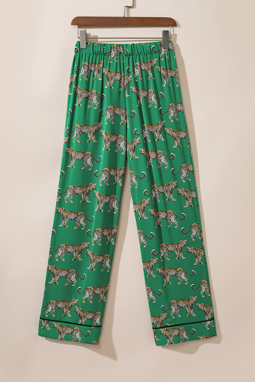 Green Cheetah Print Short Sleeve Shirt and Pants Pajama Set - Image 6