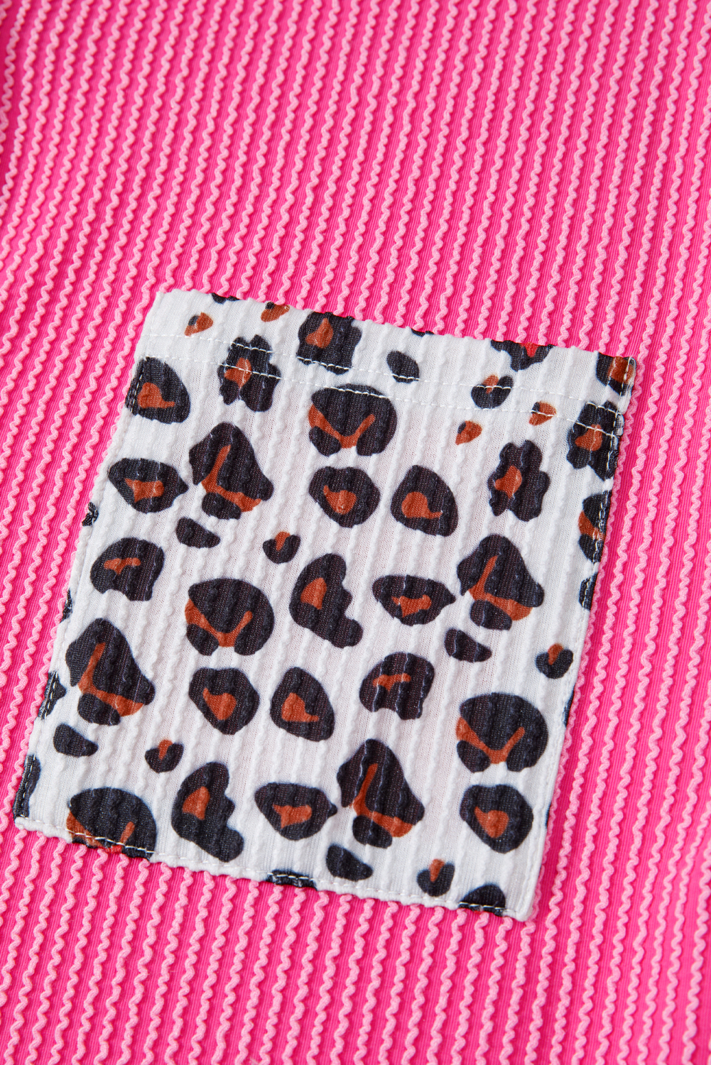 Rose Red Leopard Patched Twisted Ribbed Western Casual Shacket - Image 5