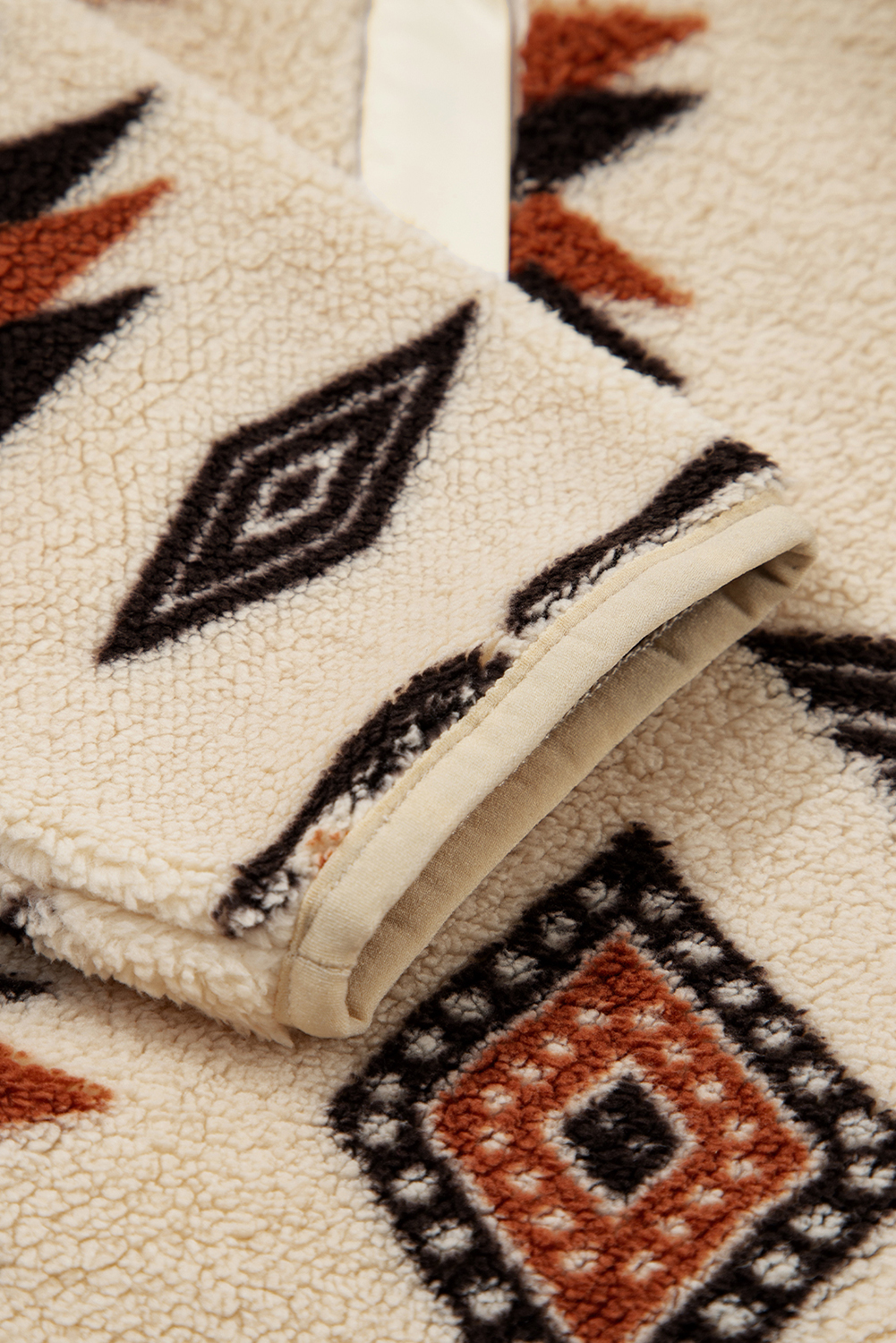 Beige Western Aztec Half Zip Plush Sweatshirt - Image 8
