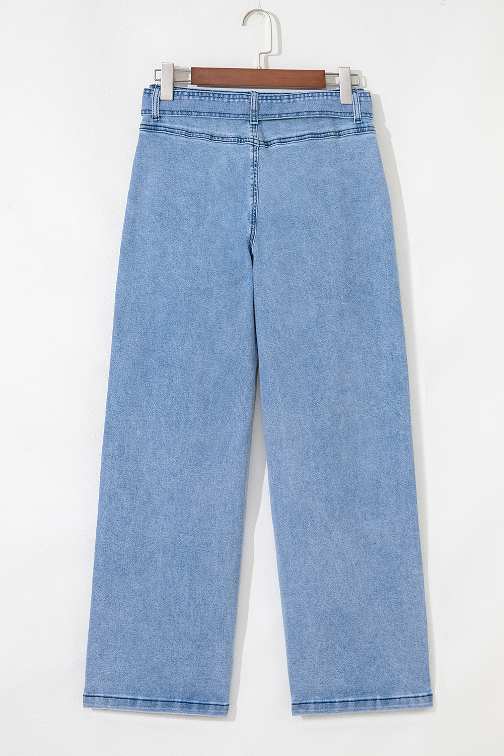 Beau Blue Western Washed Bow Knot Sash Wide Leg Jeans - Image 4