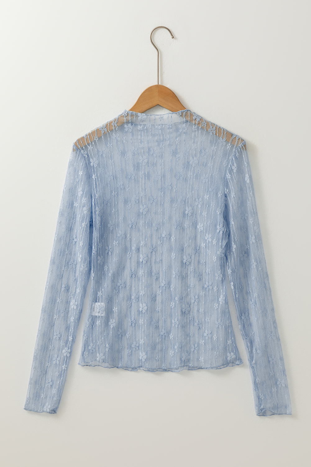 Ashleigh Blue Sheer Floral Lace Long Sleeve Slim Fit Top - Image 8