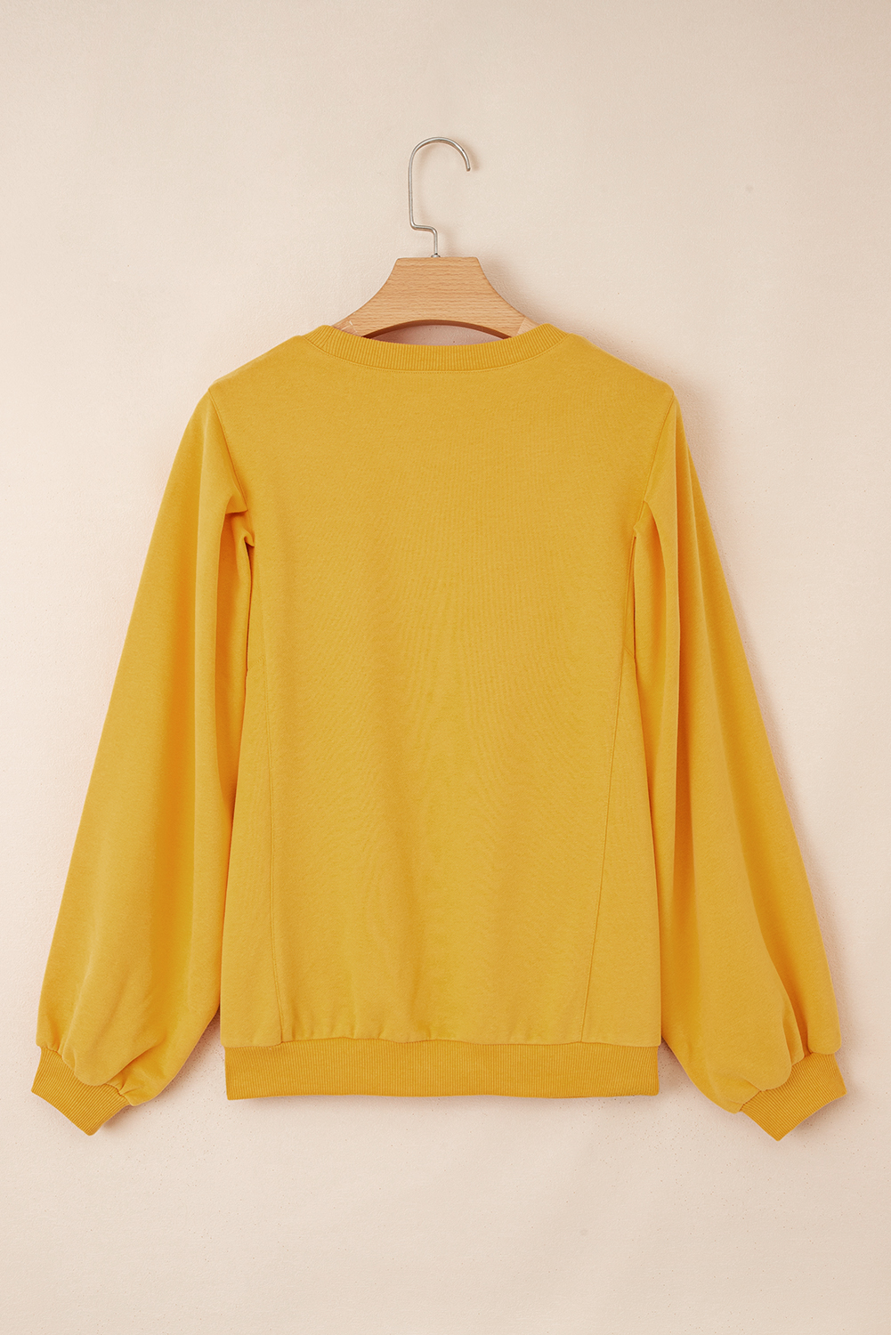 Citrus Pleated Balloon Sleeve Pullover Solid Sweatshirt - Image 5