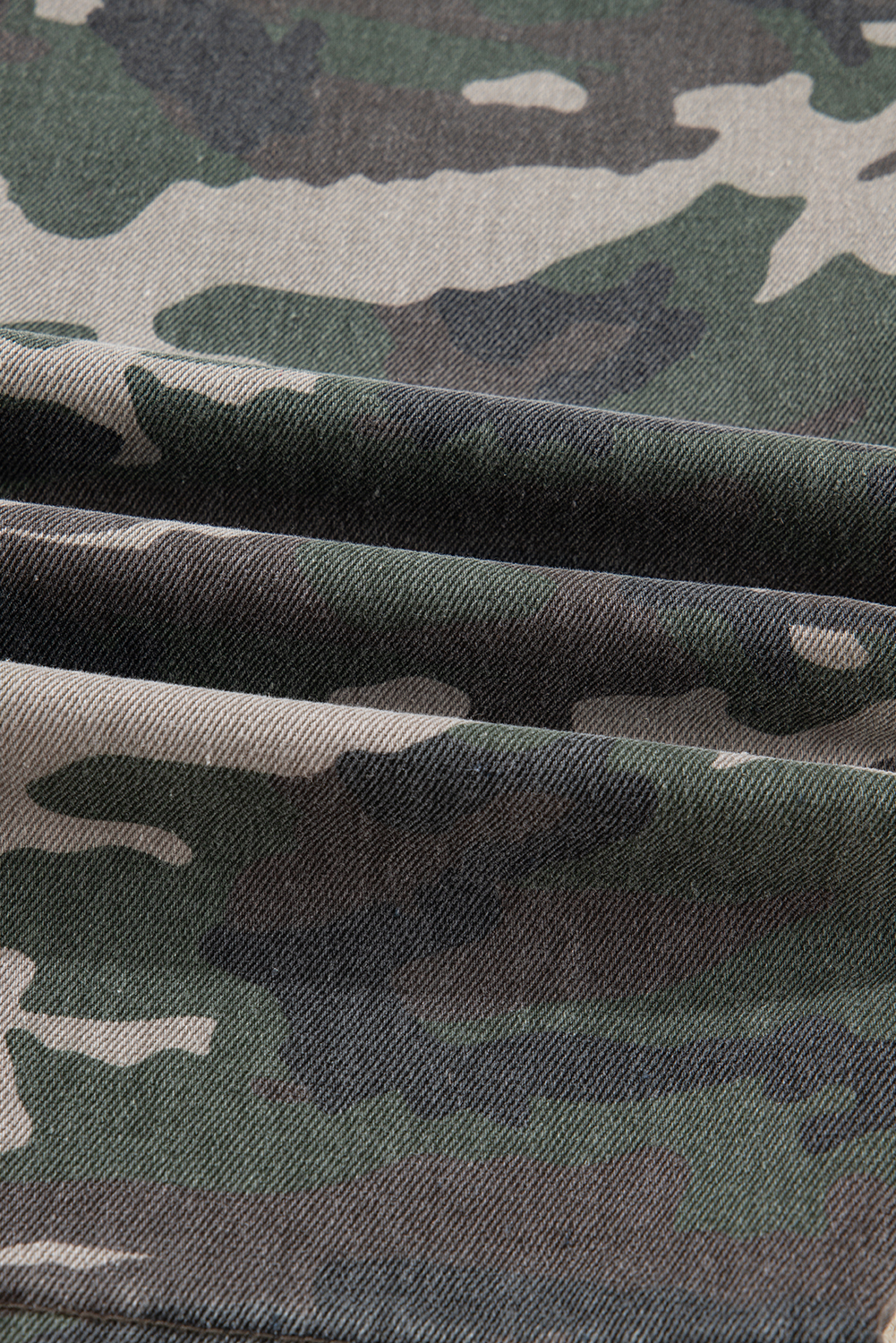 Green Camo Denim Cargo Wide Leg Pants - Image 8