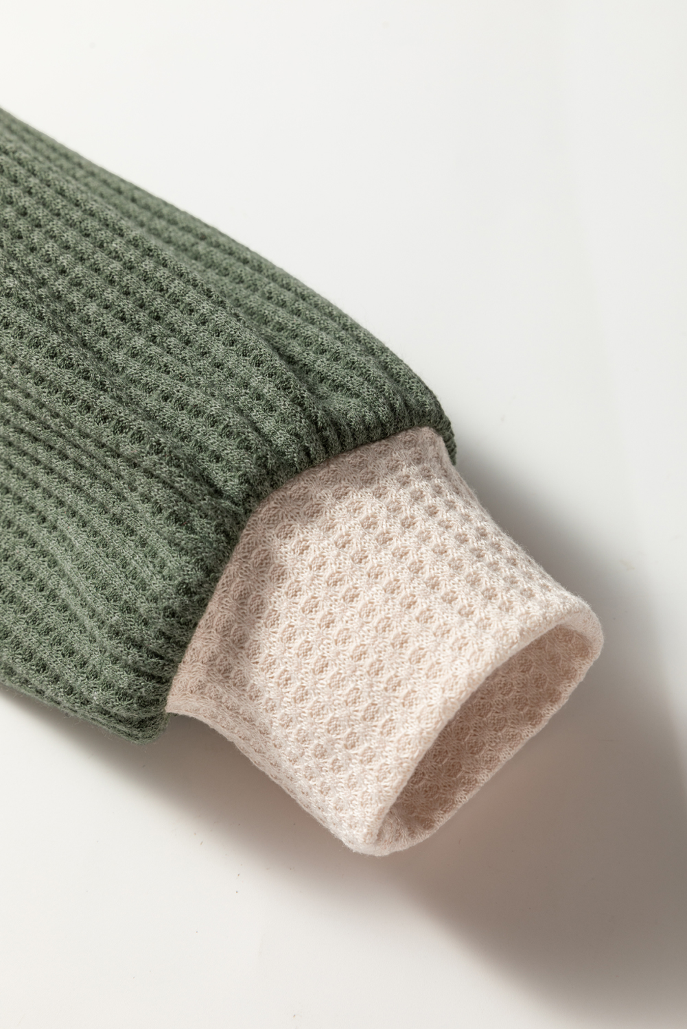 Mist Green Waffle Color Block Raglan Sleeve Top - Image 8