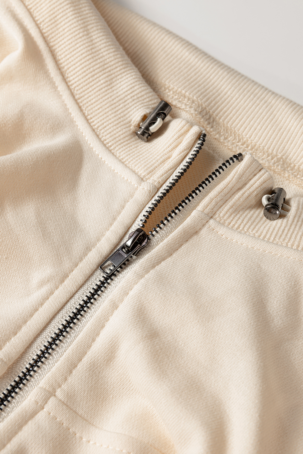 Parchment Checkered Patchwork Kangaroo Pocket Half Zipper Hoodie - Image 3