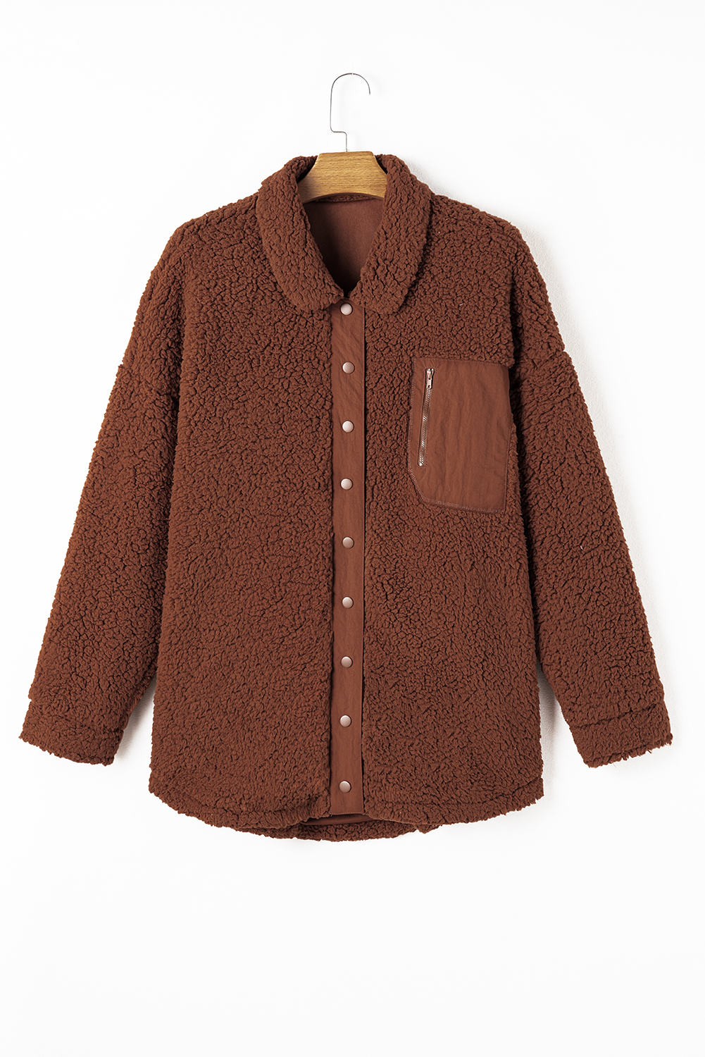 Red Clay Faux Shearling Teddy Bear Jacket - Image 6