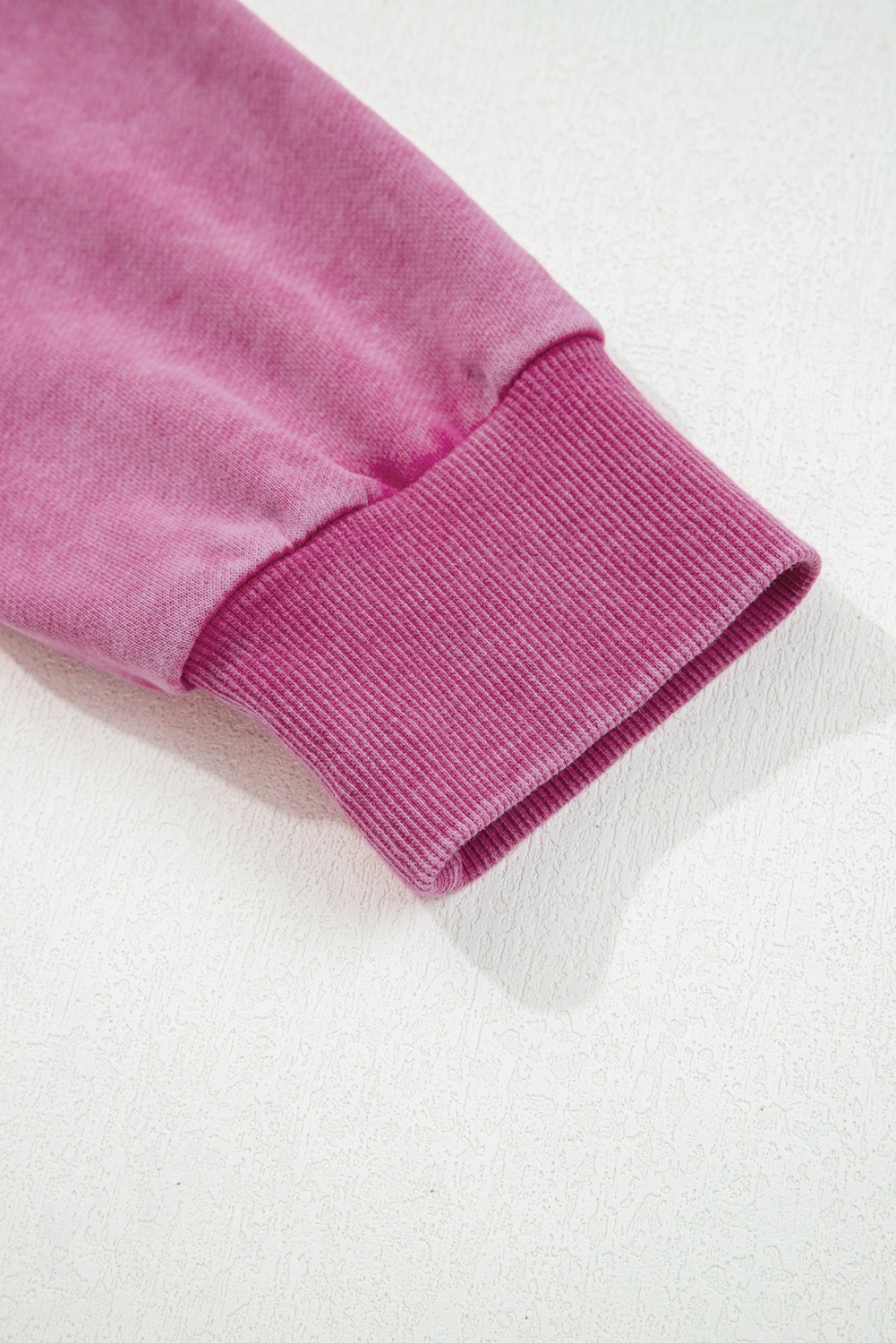 Rose Red Lace Patchwork Detail Notched Neck Mineral Wash Baggy Sweatshirt - Image 6