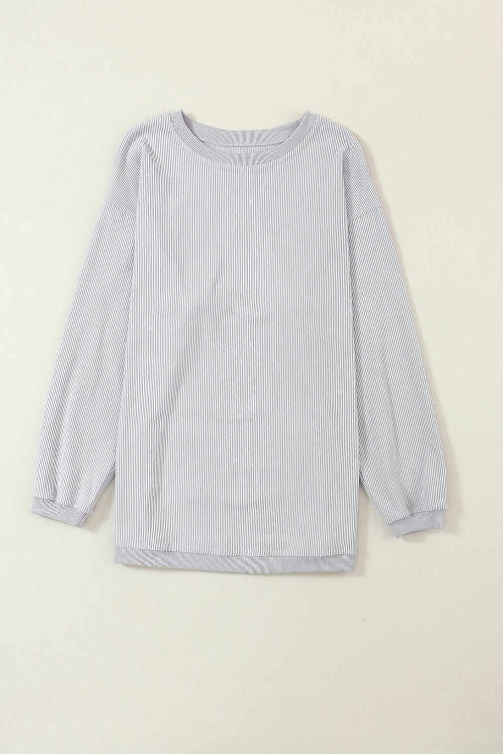 Light Grey Ribbed Corduroy Oversized Sweatshirt - Image 6