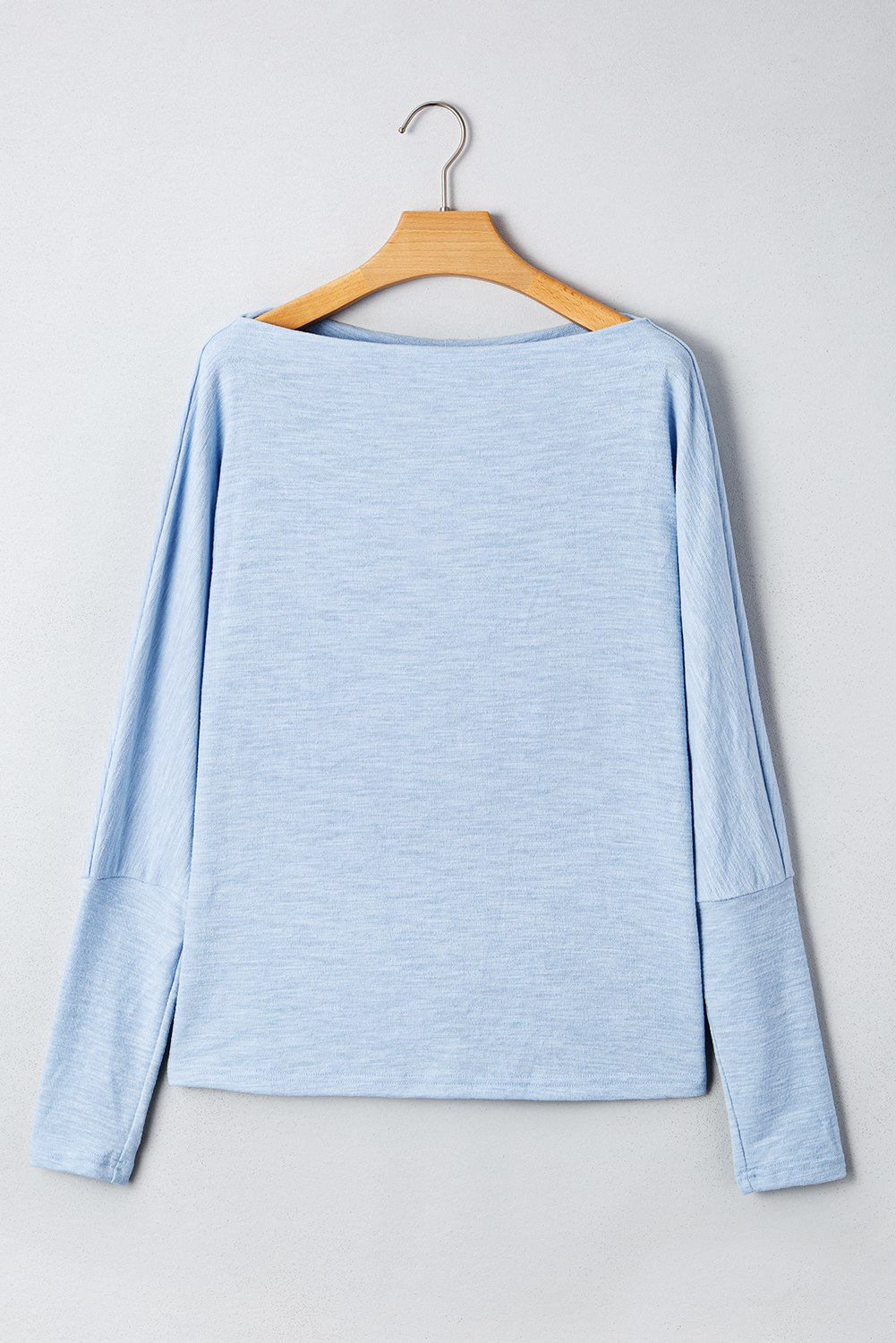 Beau Blue Solid Color Batwing Long Sleeve Top - Image 7