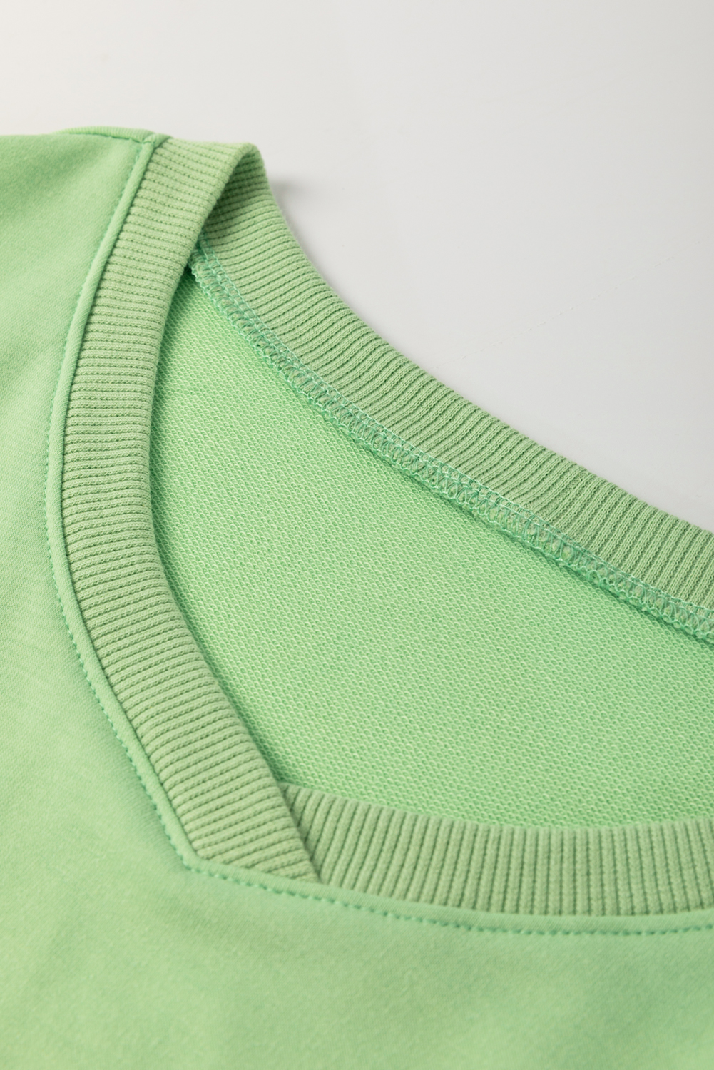 Meadow Mist Green Plus Size V Neck Drop Shoulder Tee Loose Shorts 2pcs Outfit - Image 6