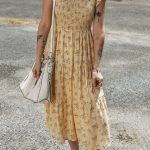 Yellow Boho Floral Print Ruffle Smocked Flowy Summer Dress