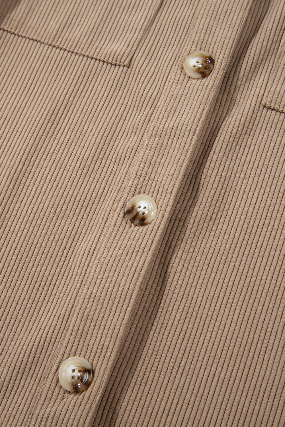 Pale Khaki Hooded Drawstring Pockets Corduroy Shacket - Image 7