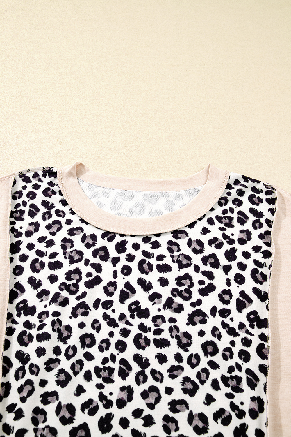 Gray Leopard Color Block Patchwork Reverse Stitch Plus Size Baggy Pullover - Image 5