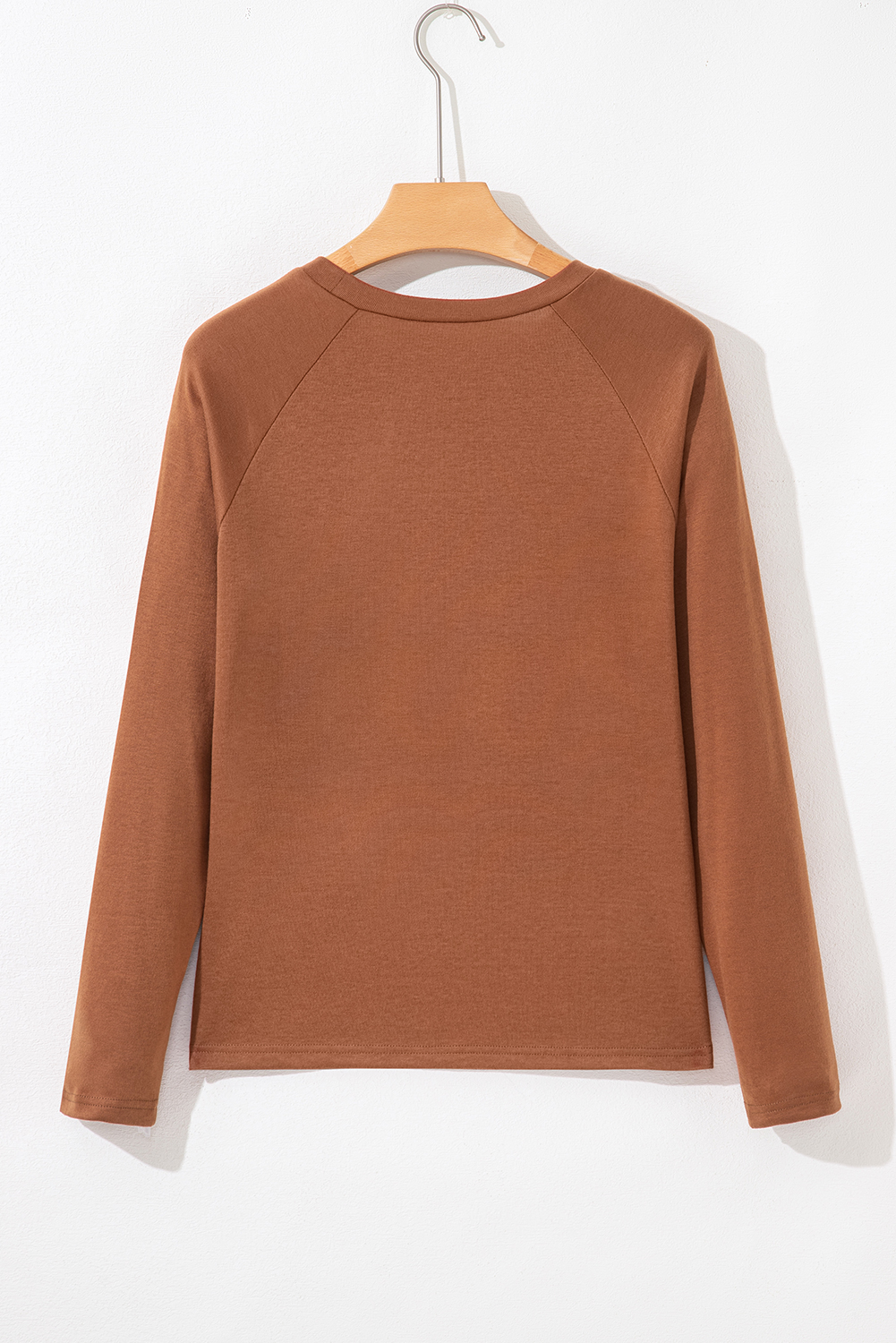 Cinnamon Solid Color Seam Detail Raglan Long Sleeve Top - Image 5