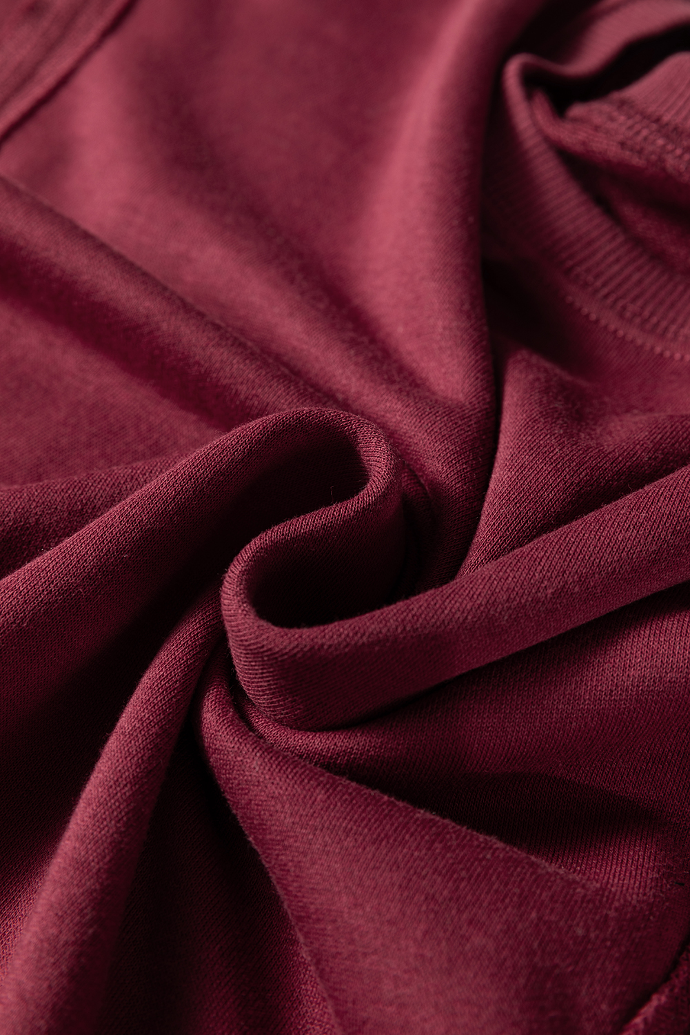 Red Sandalwood Plaid Colorblock Patchwork Sleeve Raw Seam Sweatshirt - Image 5