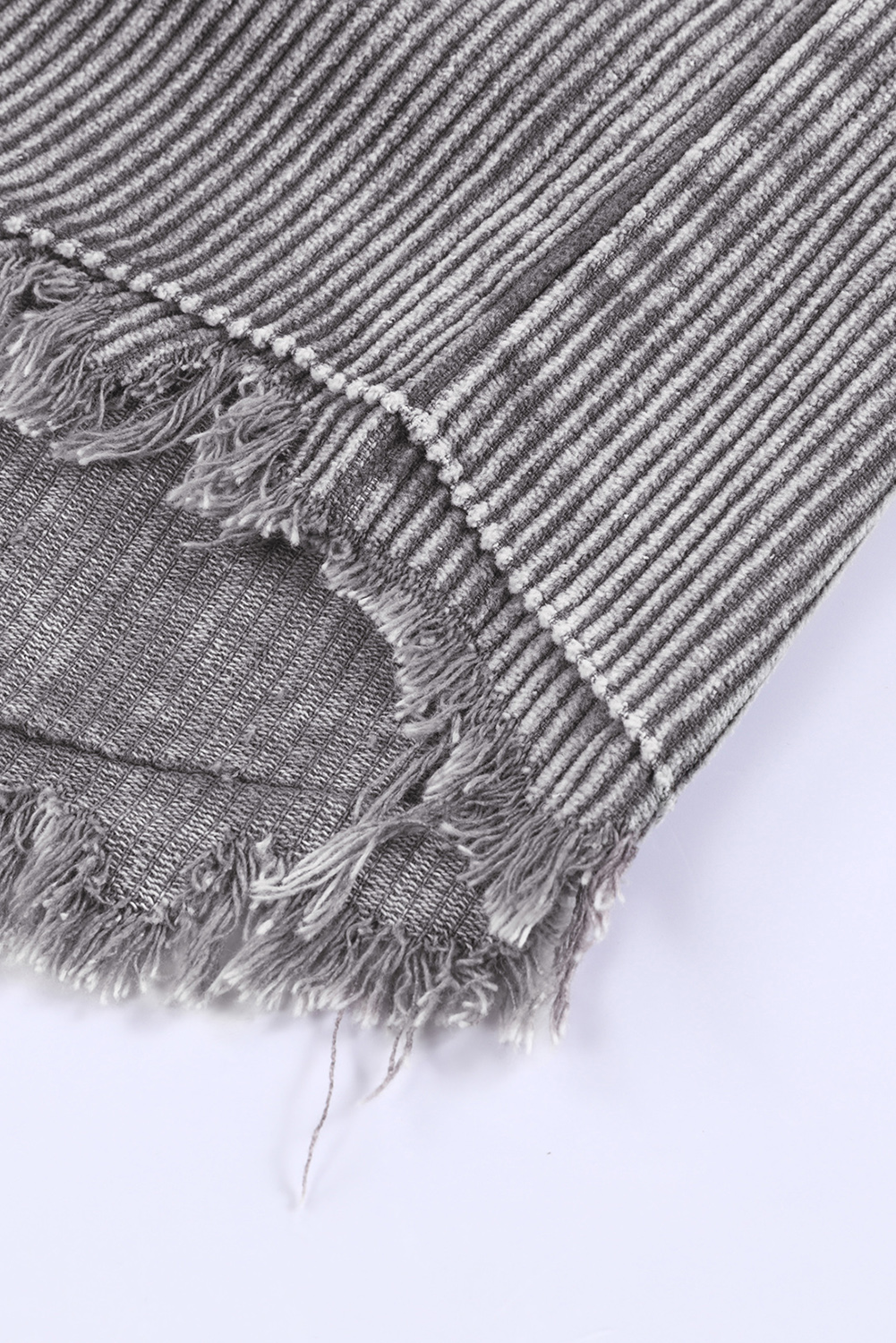 Gray Color Block Button Down Hooded Corduroy Jacket - Image 8