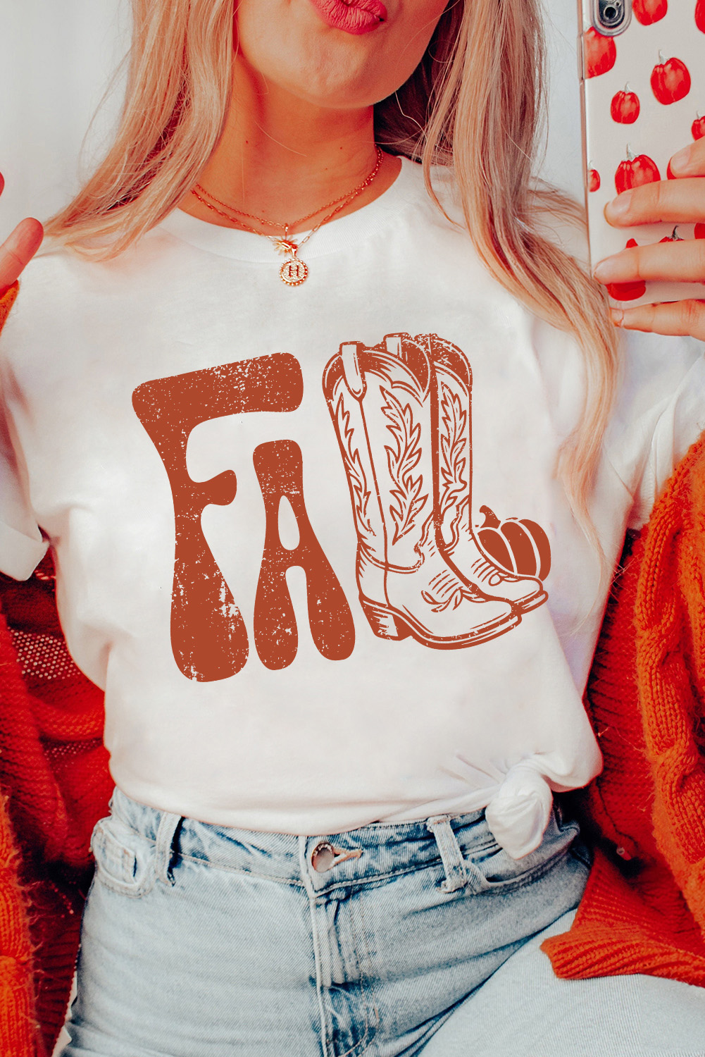 White FALL Boots Cracking Graphic T Shirt - Image 3