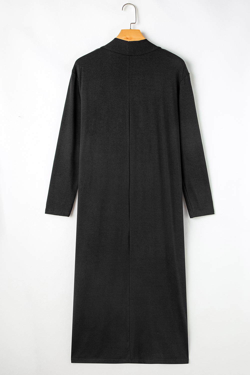 Black Split Long Cardigan and Skinny Pants Lounge Set - Image 4