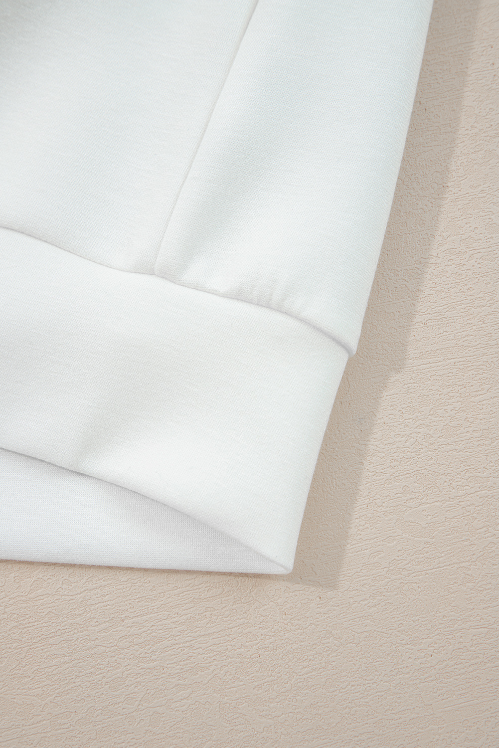 White Solid Color Zip Up Knit Puff Sleeve Jacket - Image 8