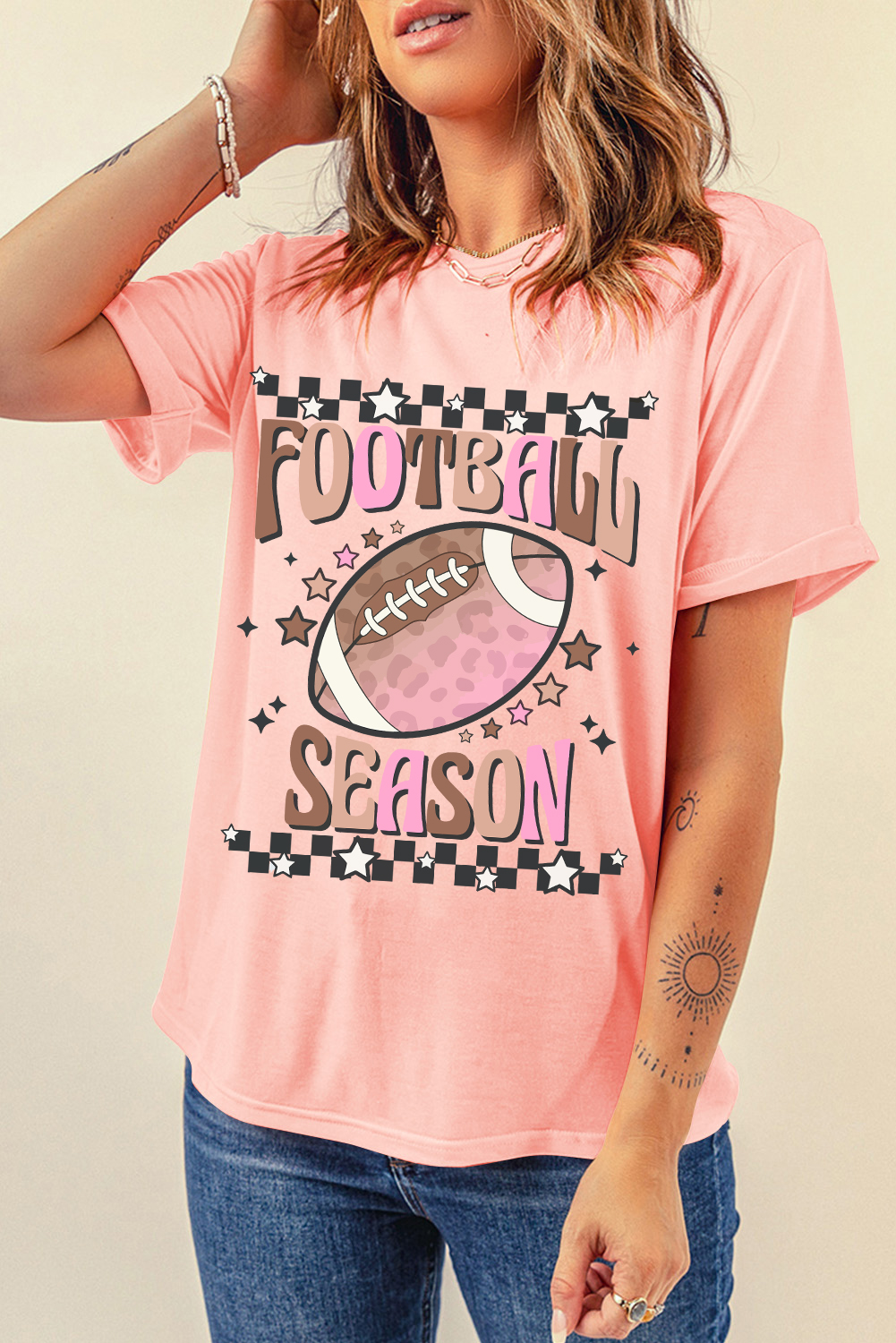 Pink FOOTBALL SEASON Graphic Game Day T Shirt - Image 6