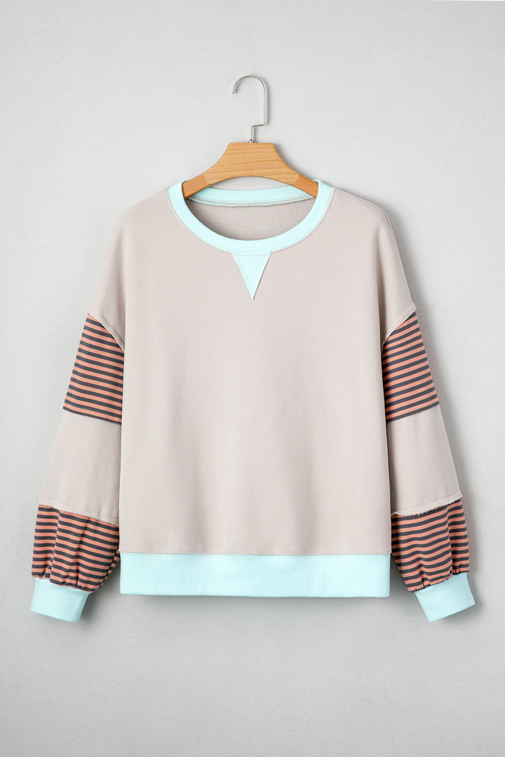 Jet Stream Striped Colorblock Patchwork Drop Shoulder Sweatshirt - Image 7