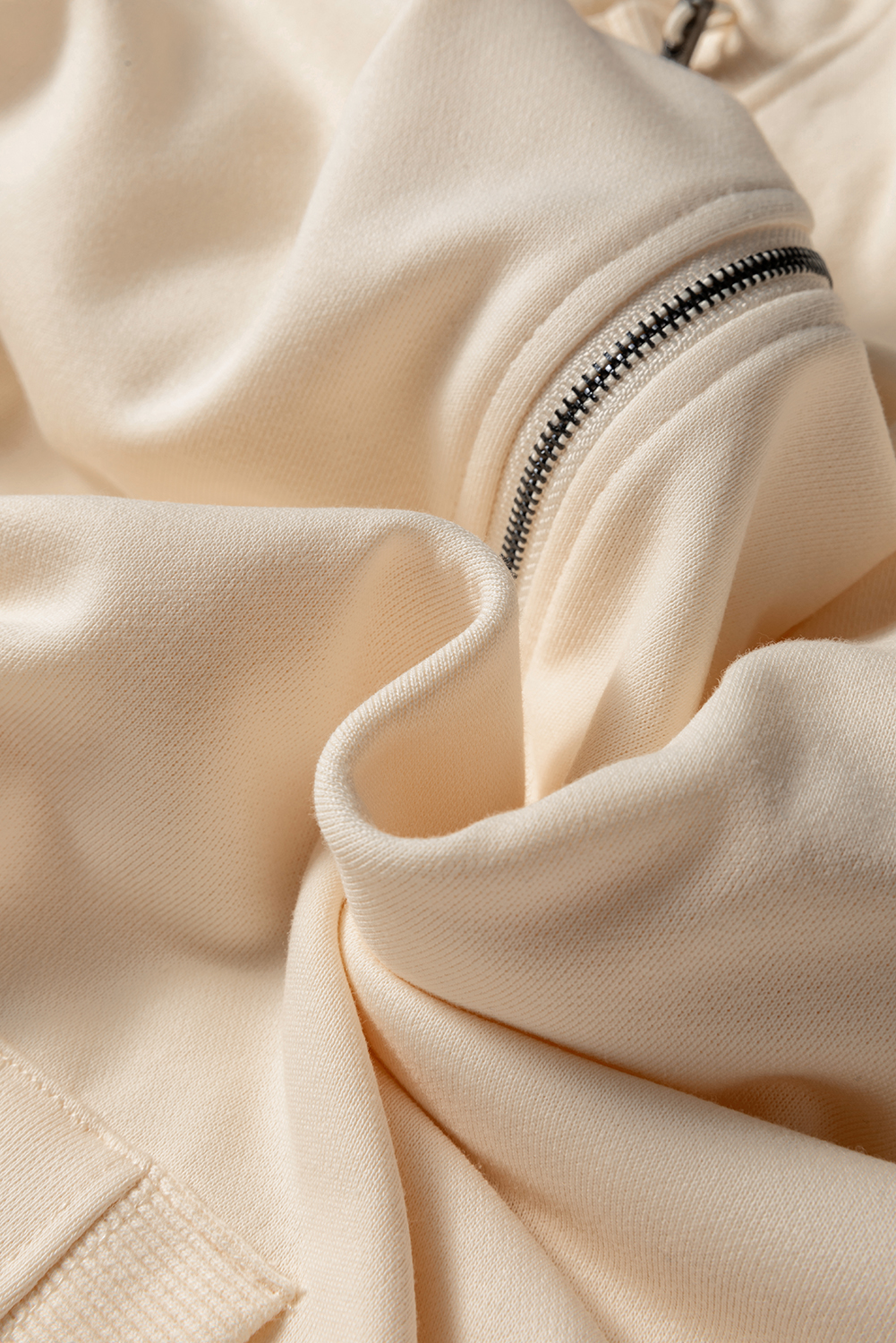 Parchment Checkered Patchwork Kangaroo Pocket Half Zipper Hoodie - Image 5