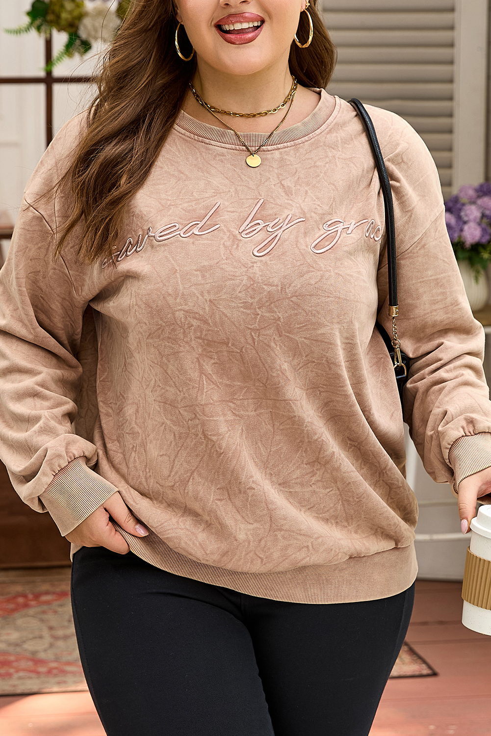 DUNE saved by grace Embroidered Mineral Wash Plus Size Sweatshirt - Image 7
