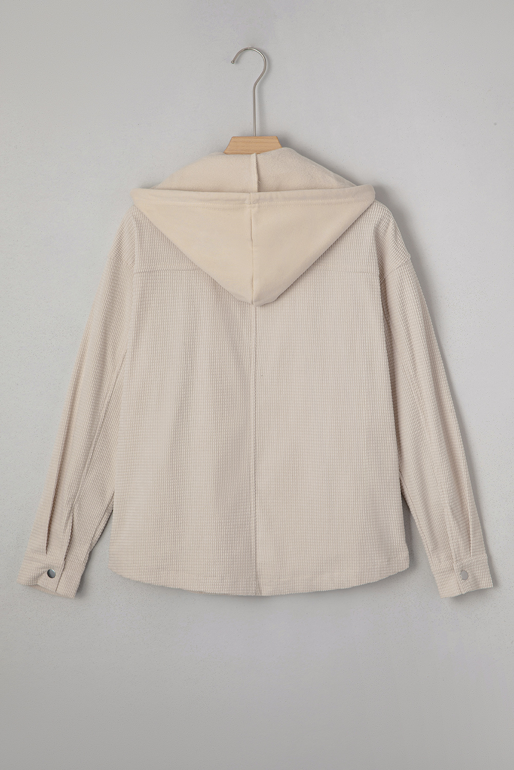 Beige 2 in 1 Thermal Knit Textured Hooded Jacket - Image 6