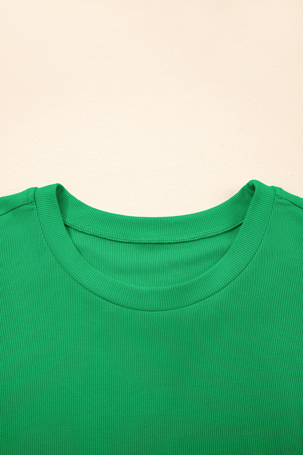 Bright Green Ribbed Pearl Beaded Puff Sleeve Top - Image 6