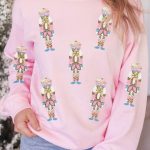 Pink Sequin Nutcracker Christmas Pullover Sweatshirt